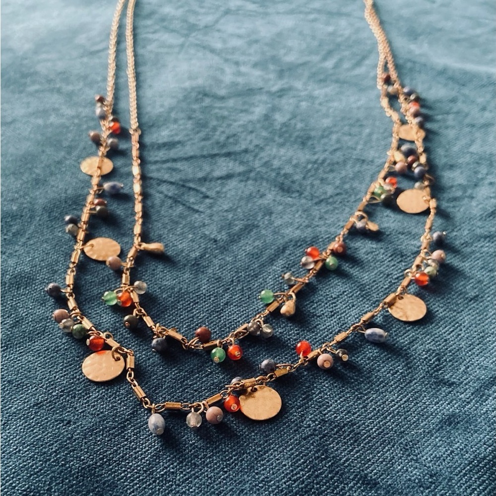 Elegant Gold Multicolor Beaded Necklace